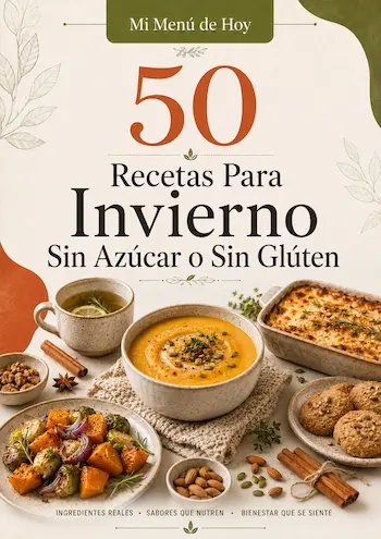Portada del recetario 50 Recetas Para Invierno Sin Azúcar o Sin Gluten