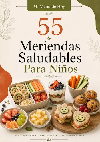Portada del recetario 55 Meriendas Saludables Para Niños