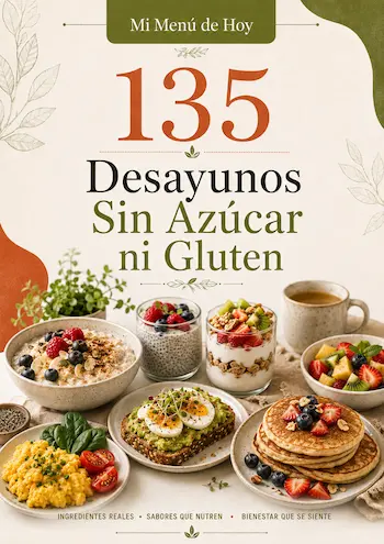 Portada del recetario 135 Desayunos Sin Azúcar ni Gluten
